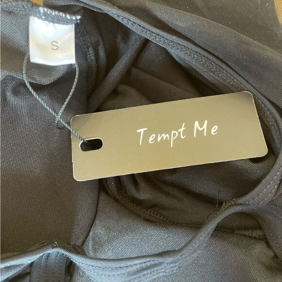 Tempt Me Black One Piece Swimsuit High Neck Plunge Ruched Tummy Control Small - Picture 11 of 13